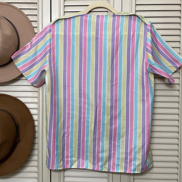 80’s Lady Manhattan Candy Stripe Blouse - Picture 3 of 7